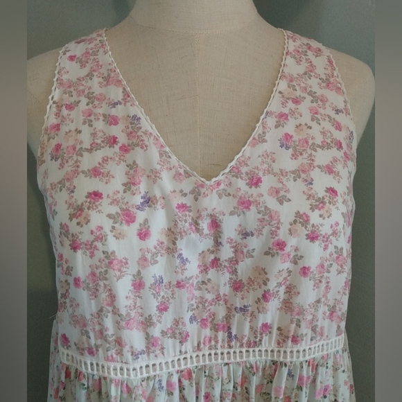 LoveShackFancy CAMILLE Petticoat Tier Floral Chic Dress Pink Patchwork Shabby XS - Picture 2 of 14